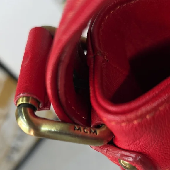 MCM Red Quilted Shoulder Bag EUC - Picture 5 of 10